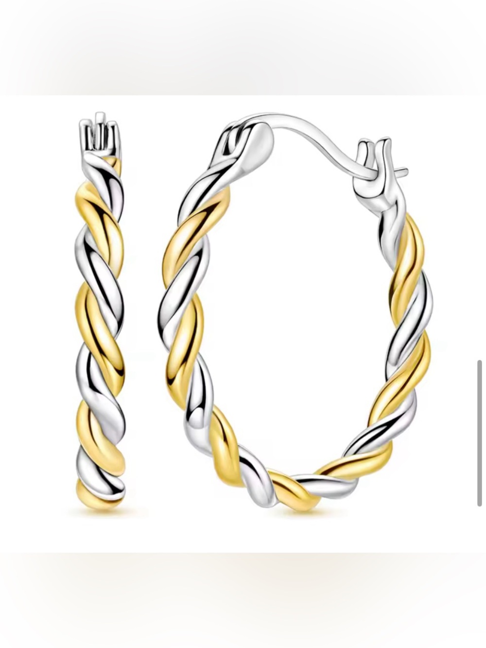 New .925 with 18k Gold Overlay Twist Hoop